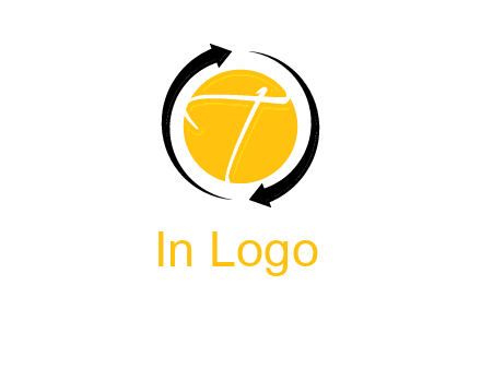 letter t inside the circle around arrows logo