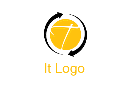 letter t inside the circle around arrows logo