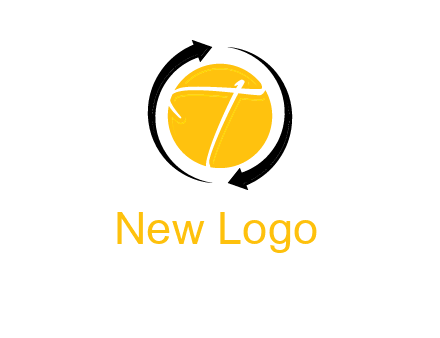 letter t inside the circle around arrows logo
