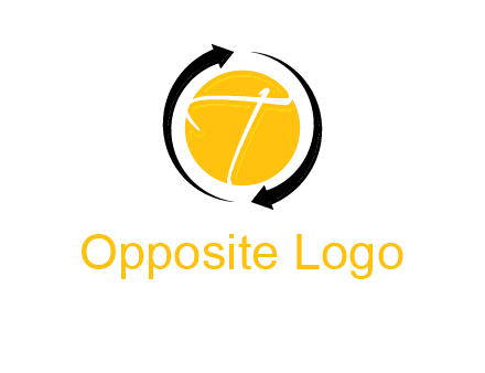 letter t inside the circle around arrows logo