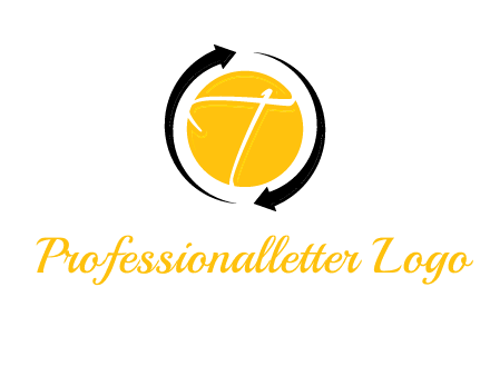 letter t inside the circle around arrows logo