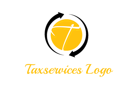 letter t inside the circle around arrows logo