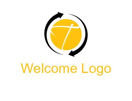 letter t inside the circle around arrows logo