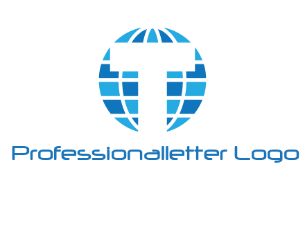 letter t over the globe