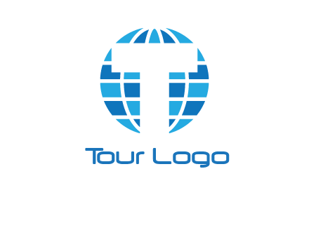 letter t over the globe