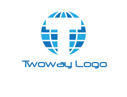 letter t over the globe