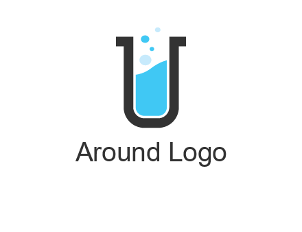 letter u inside test tube icon