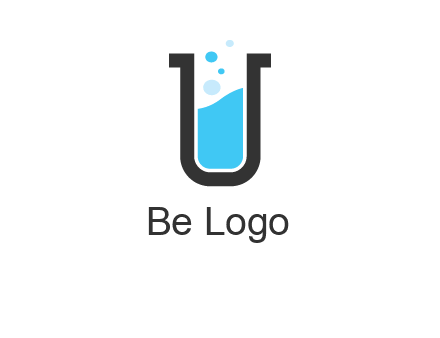 letter u inside test tube icon