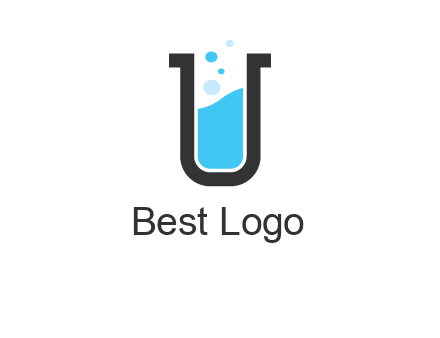 letter u inside test tube icon