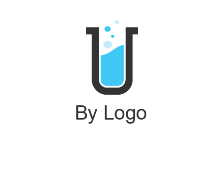 letter u inside test tube icon