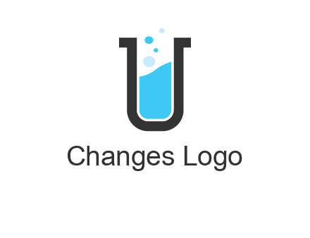 letter u inside test tube icon