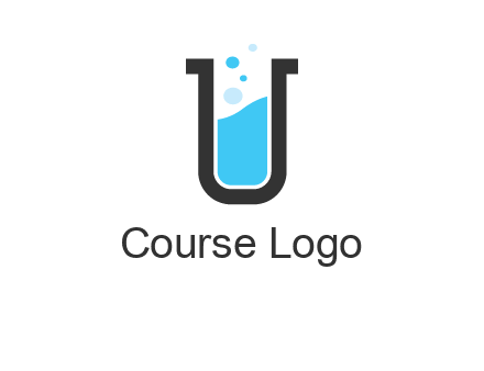 letter u inside test tube icon