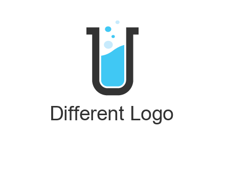 letter u inside test tube icon