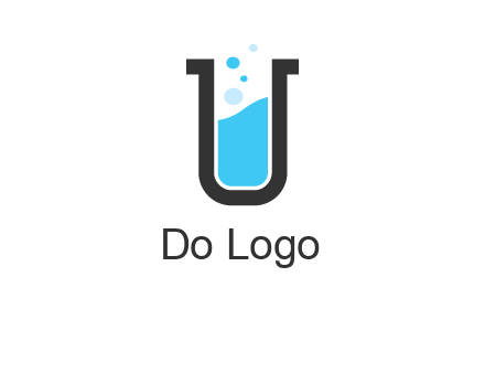 letter u inside test tube icon