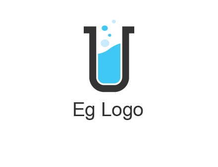 letter u inside test tube icon