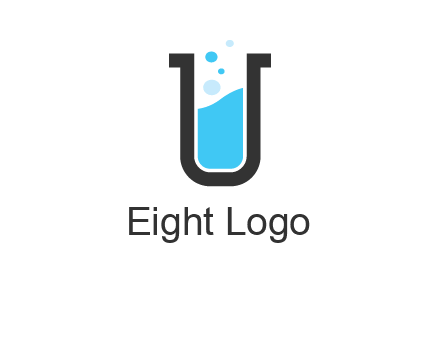 letter u inside test tube icon