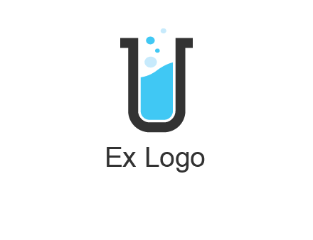 letter u inside test tube icon