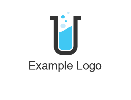 letter u inside test tube icon