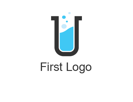 letter u inside test tube icon