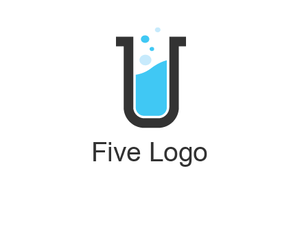 letter u inside test tube icon