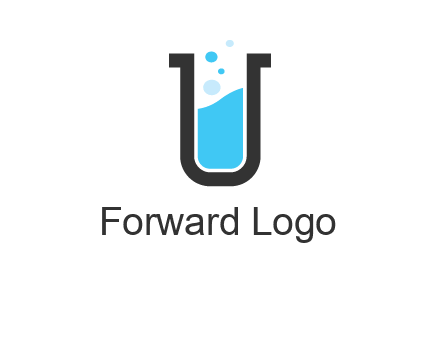letter u inside test tube icon