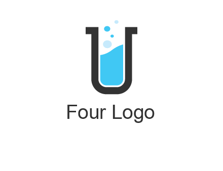 letter u inside test tube icon