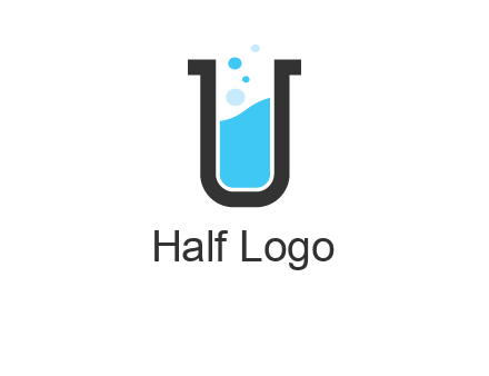 letter u inside test tube icon