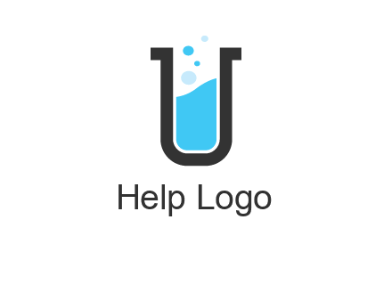 letter u inside test tube icon