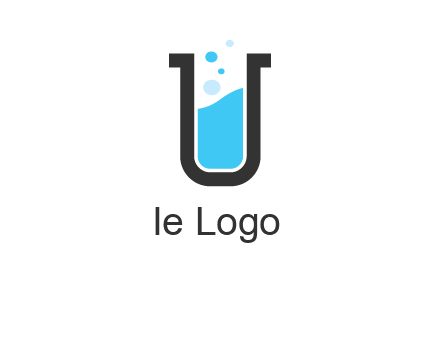 letter u inside test tube icon