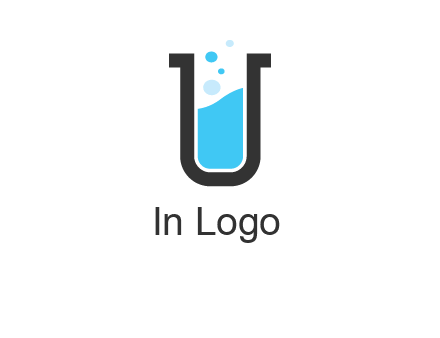 letter u inside test tube icon