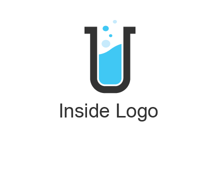 letter u inside test tube icon