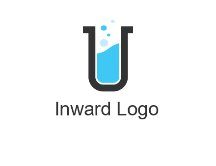 letter u inside test tube icon