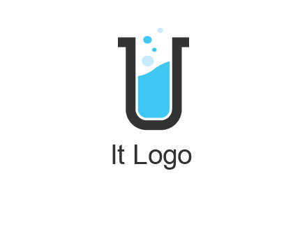letter u inside test tube icon