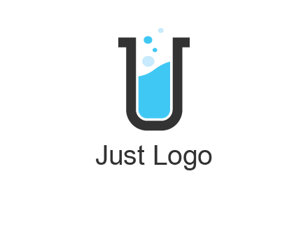 letter u inside test tube icon