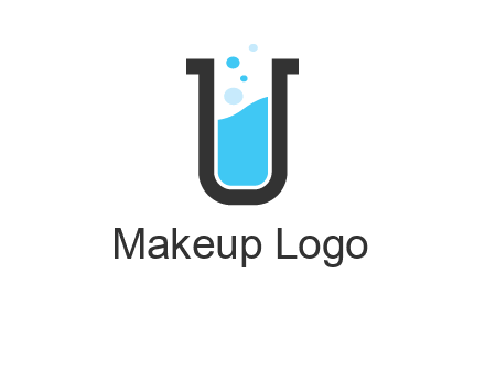 letter u inside test tube icon