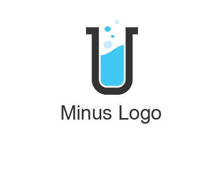 letter u inside test tube icon