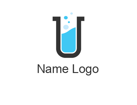 letter u inside test tube icon