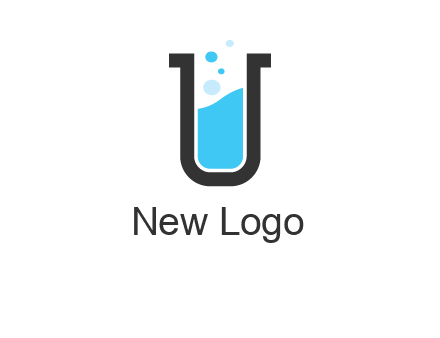letter u inside test tube icon