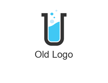 letter u inside test tube icon