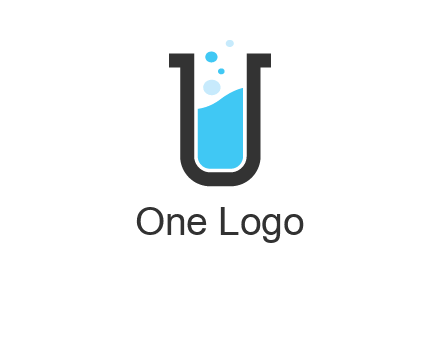 letter u inside test tube icon