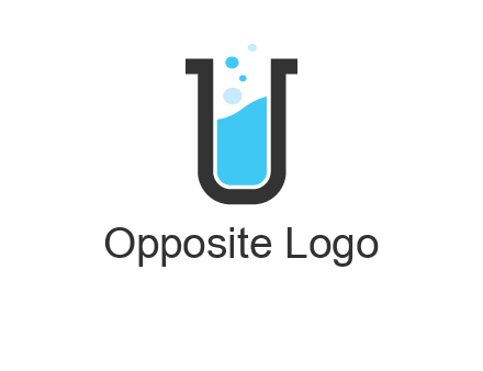 letter u inside test tube icon