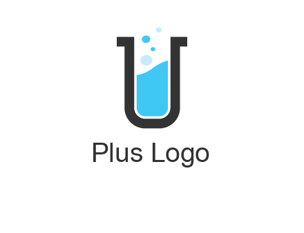 letter u inside test tube icon