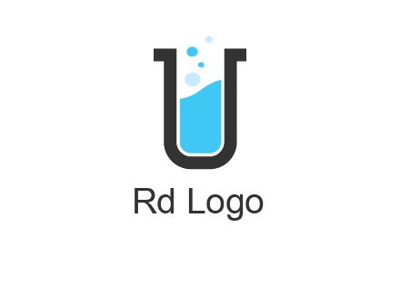 letter u inside test tube icon
