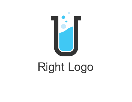 letter u inside test tube icon