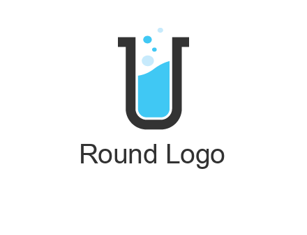 letter u inside test tube icon
