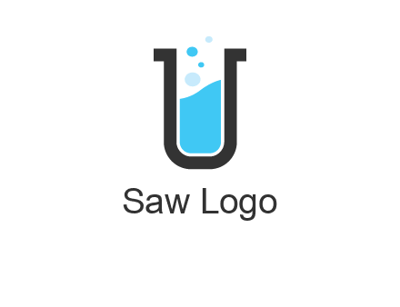 letter u inside test tube icon