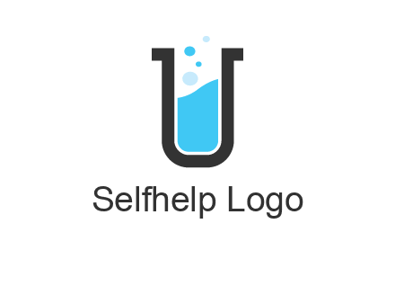 letter u inside test tube icon