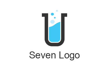 letter u inside test tube icon
