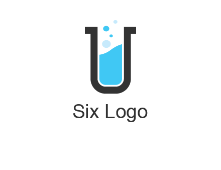 letter u inside test tube icon