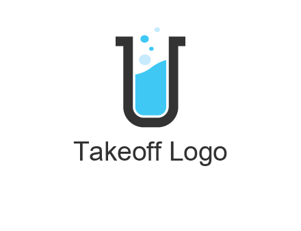 letter u inside test tube icon